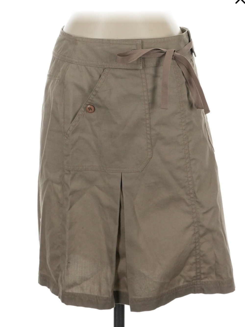 SOLD Vintage Khaki Utility Tie-Waist Midi-Skirt